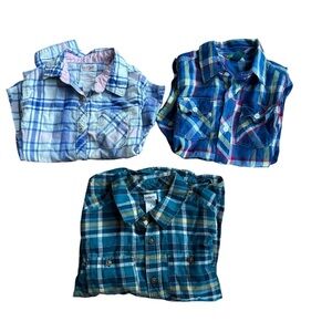 Bundle Boys Size 7 Plaid Check Shirt 3PC Set Button Up Long Sleeve Collar